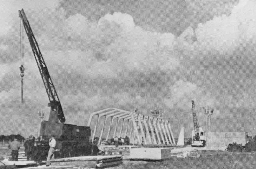 Thor hangar and launch pad under construction during Project Emily